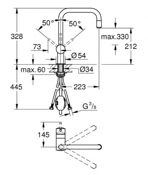 Grohe Minta køkkenarmatur m/udtræk og U-tud - Krom Grohe Minta køkkenarmatur m/udtræk og U-tud - Krom