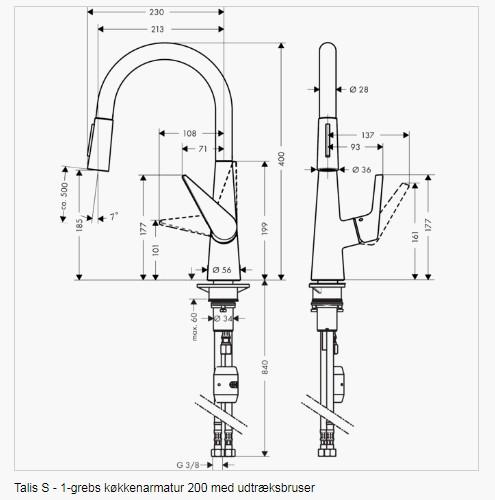 Hansgrohe Talis S 200 køkkenarmatur m/udtræk Hansgrohe Talis S 200 køkkenarmatur m/udtræk