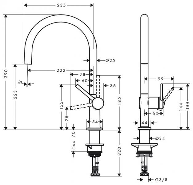 Hansgrohe Talis M54 køkkenarmatur 1jet m/C-tud - Mat sort