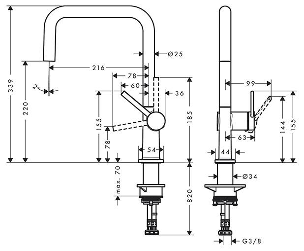hansgrohe Talis M54 køkkenarmatur m/U-tud - Rustfrit stål