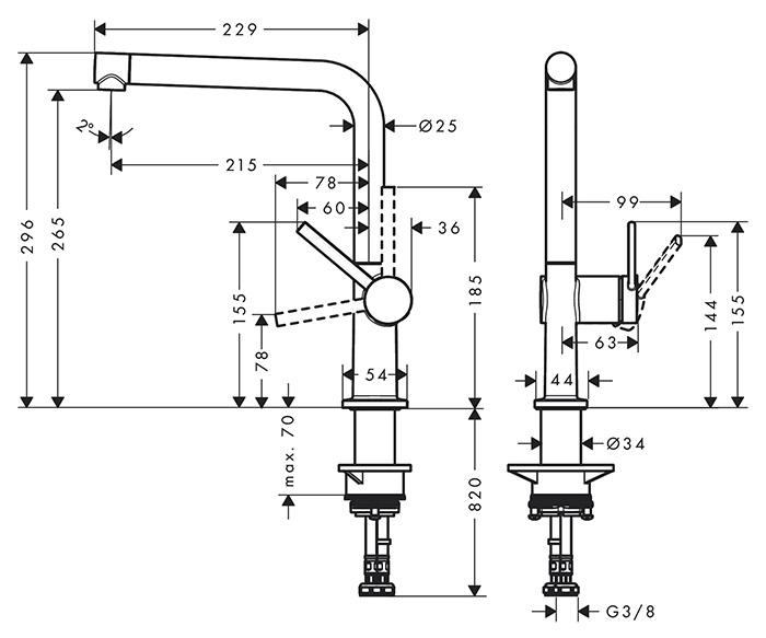 hansgrohe Talis M54 køkkenarmatur m/L-tud - Rustfrit stål