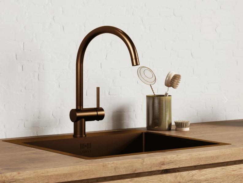 Lavabo Kubus 540 Soft køkkenvask inkl. Kubus 030 køkkenarmatur - Bruneret messing Lavabo Kubus 540 Soft køkkenvask inkl. Kubus 030 køkkenarmatur - Bruneret messing