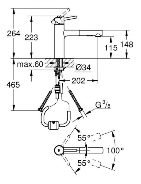 Grohe Concetto køkkenarmatur m/udtræk og svingtud - Krom Grohe Concetto køkkenarmatur m/udtræk og svingtud - Krom