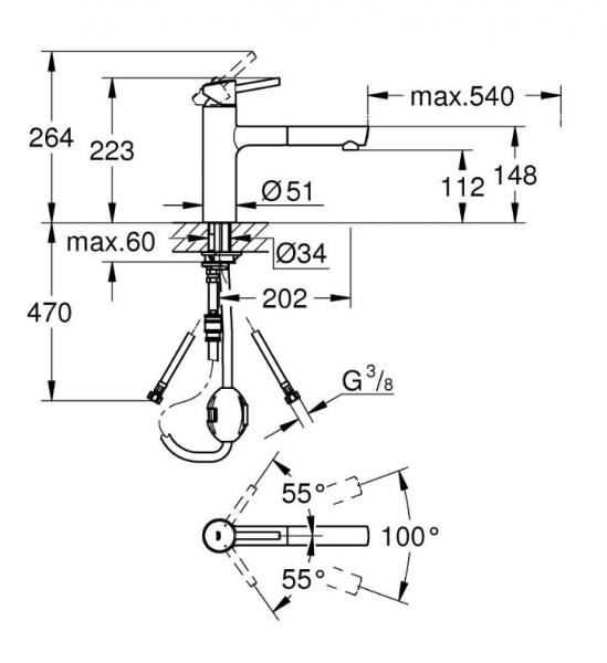 Grohe Concetto køkkenarmatur m/udtræksbruser - Krom Grohe Concetto køkkenarmatur m/udtræksbruser - Krom