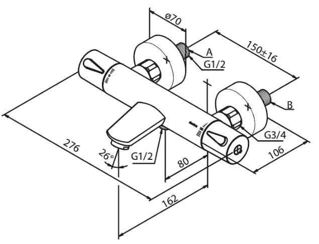 Damixa Silhouet komplet kararmatur - Poleret messing Damixa Silhouet komplet kararmatur - Poleret messing