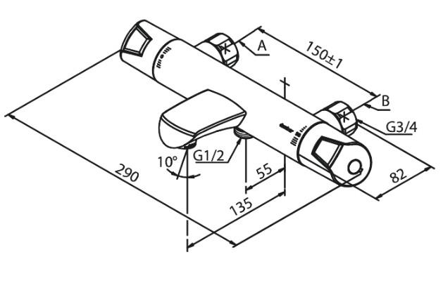 Damixa Thermixa 400 termostatbatteri til kar/brus Damixa Thermixa 400 termostatbatteri til kar/brus