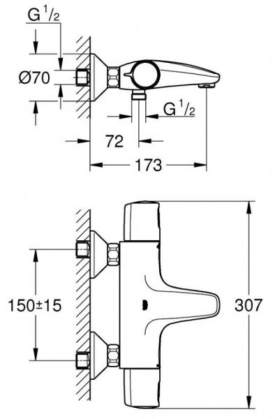 Grohe Precision Trend badekararmatur m/termostat - Krom Grohe Precision Trend badekararmatur m/termostat - Krom