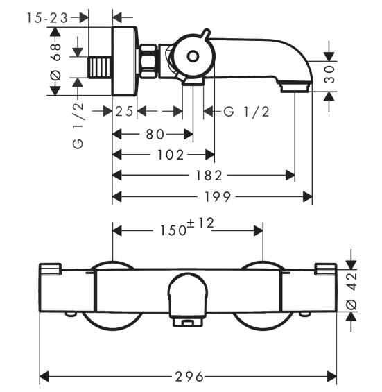Hansgrohe Ecostat 1001 CL brusetermostat til badekar inkl. rosetter Hansgrohe Ecostat 1001 CL brusetermostat til badekar inkl. rosetter