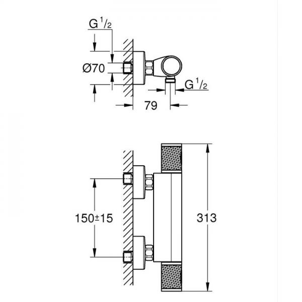 Grohe Precision Feel armatur til brus - Mat sort