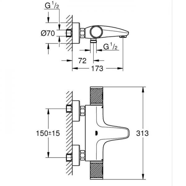 Grohe Precision Feel armatur til kar - Børstet cool sunrise Grohe Precision Feel armatur til kar - Børstet cool sunrise