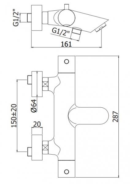 Lavabo Argo badekararmatur m/vandsparer - Mat sort Lavabo Argo badekararmatur m/vandsparer - Mat sort