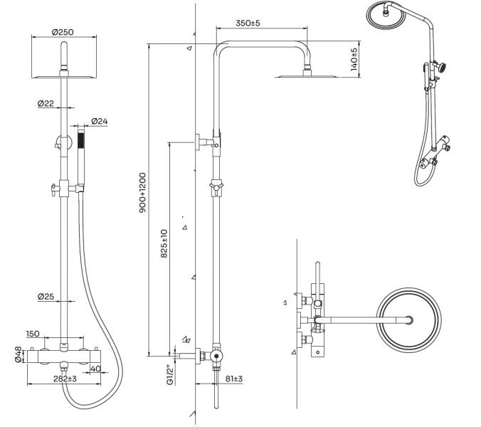 Lavabo Argo RS 250 komplet brusesystem - Rustfrit stål