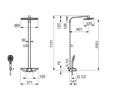 Oras Esteta 7590-11 komplet brusesystem - Krom/hvid Oras Esteta 7590-11 komplet brusesystem - Krom/hvid