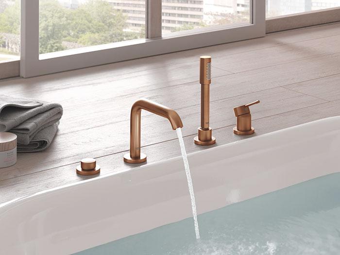 Grohe Essence New 4-huls kar- & brusekombination - Børstet warm sunset Grohe Essence New 4-huls kar- & brusekombination - Børstet warm sunset