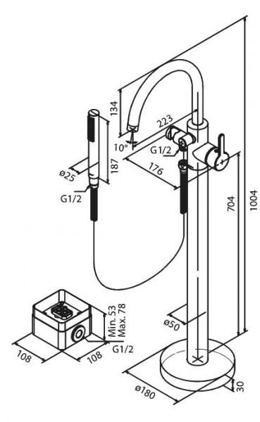 Damixa Silhouet gulvstående kararmatur - Børstet messing