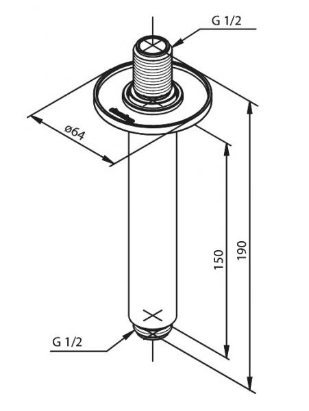 Damixa loftmonteret brusearm (150mm) - Børstet messing Damixa loftmonteret brusearm (150mm) - Børstet messing