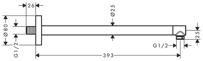 hansgrohe bruserbøjning 39 cm - Børstet bronze