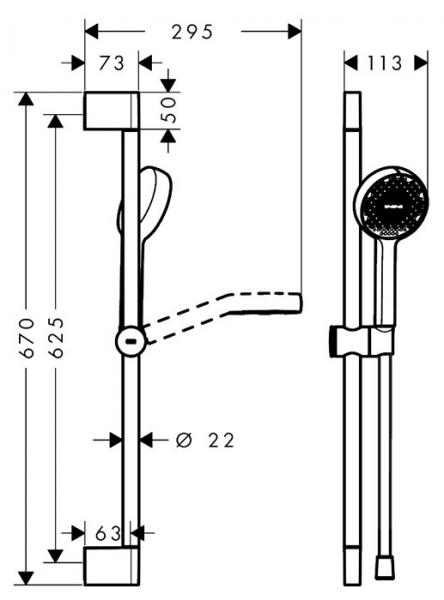 hansgrohe Activera Select S brusesæt 95 2jet m/Ecosmart 65 cm - Krom