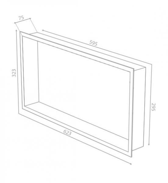 Damixa Zen badeværelseshylde til indbygning - Rektangulær - Børstet kobber