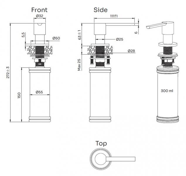 Lavabo sæbedispenser - Rustfrit stål Lavabo sæbedispenser - Rustfrit stål