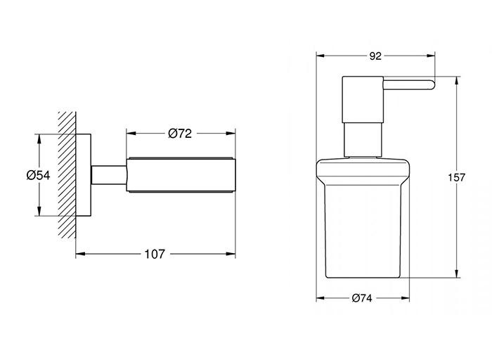 Grohe Essentials komplet sæbedispenser t/væg - Børstet Cool Sunrise Grohe Essentials komplet sæbedispenser t/væg - Børstet Cool Sunrise