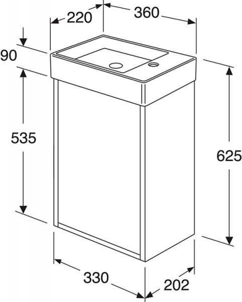Gustavsberg Artic Small 33 møbelsæt - vask til venstre - Hvid/sort Gustavsberg Artic Small 33 møbelsæt - vask til venstre - Hvid/sort