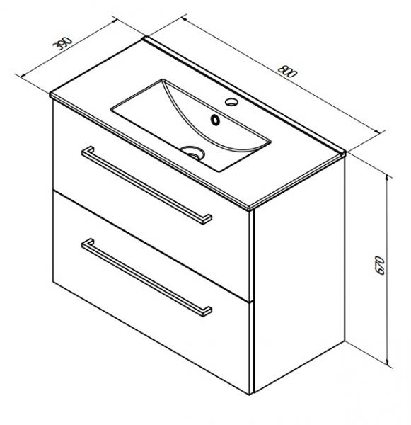 Sanibell Basicline mini møbelsæt 80 m/greb - Whiskey eg Sanibell Basicline mini møbelsæt 80 m/greb - Whiskey eg