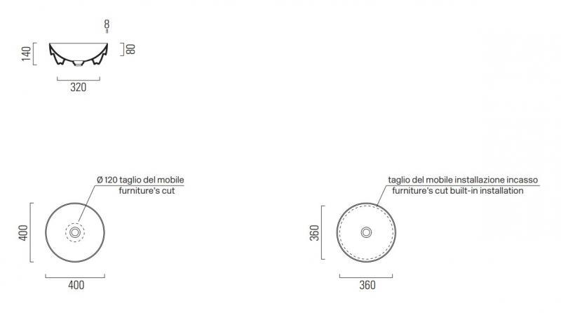 GSI Pura 40 rund fritstående bowlevask - Uden overløb - Agave