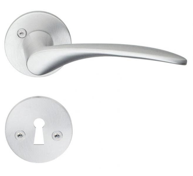 Beslagsboden indendørs dørgreb inkl nøgleskilt - Børstet krom - Sæt á 4 stk Beslagsboden indendørs dørgreb inkl nøgleskilt - Børstet krom - Sæt á 4 stk