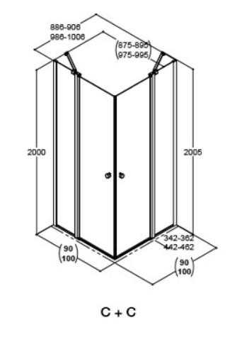 Dansani Match C+C brusehjørne - 90x90 cm Dansani Match C+C brusehjørne - 90x90 cm