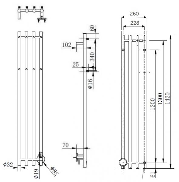 Cassøe Catania håndklædetørrer - 26x142 cm - Børstet kobber Cassøe Catania håndklædetørrer - 26x142 cm - Børstet kobber
