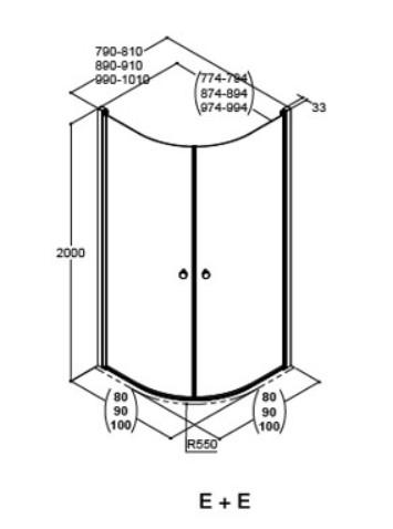 Dansani Match E+E rund brusehjørne - 80x80 cm - Klart glas/matkrom Dansani Match E+E rund brusehjørne - 80x80 cm - Klart glas/matkrom