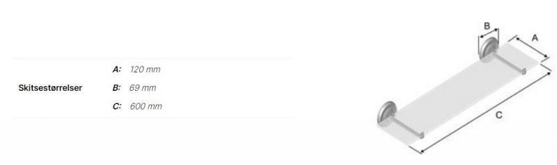 Smedbo Villa badeværelseshylde i glas - Krom