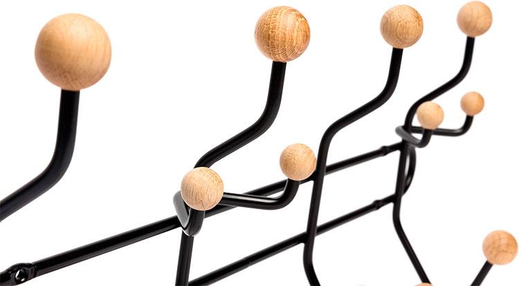 Lastein Sir James Strait knagerække m/4 knager - Sort/valnød Lastein Sir James Strait knagerække m/4 knager - Sort/valnød