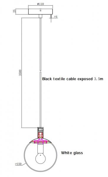 Cassøe Luna pendel m/hvidt glas - Børstet messing Cassøe Luna pendel m/hvidt glas - Børstet messing