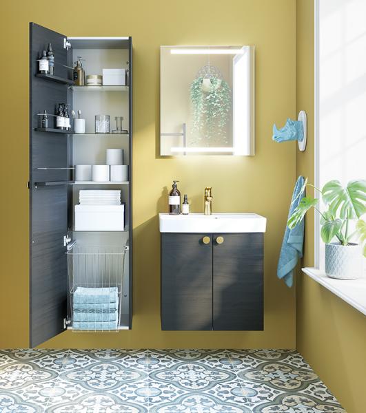 Dansani Mido+ 60 møbelsæt m/Capella håndvask og Button greb - Sort struktur Dansani Mido+ 60 møbelsæt m/Capella håndvask og Button greb - Sort struktur