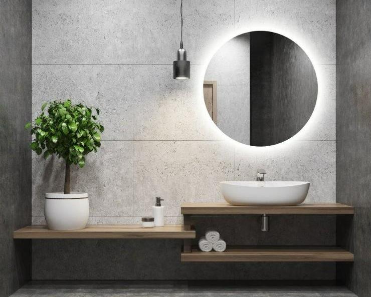 Puk rundt spejl m/backlight - 110 cm Puk rundt spejl m/backlight - 110 cm