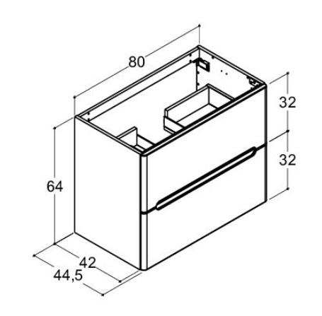 Dansani Luna Vintage 80 vaskeskab m/skuffer og integreret greb - Hvid mat