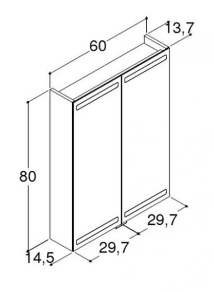 Dansani Level spejlskab 60 m/LED og lysstyring - Hvid mat Dansani Level spejlskab 60 m/LED og lysstyring - Hvid mat