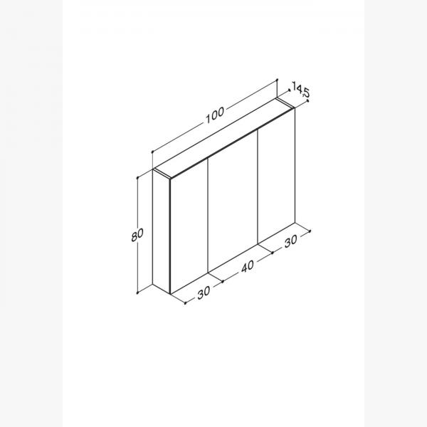 Dansani Style spejlskab 100 m/lysstyring og 3 låger - Valgfri farve Dansani Style spejlskab 100 m/lysstyring og 3 låger - Valgfri farve