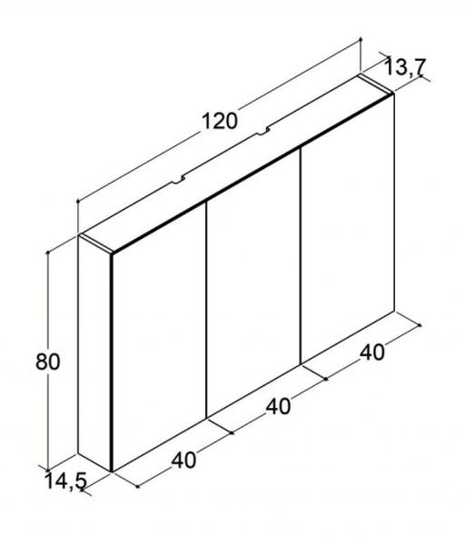 Dansani Style 120 spejlskab m/3 låger og lysstyring - Lys eg Dansani Style 120 spejlskab m/3 låger og lysstyring - Lys eg
