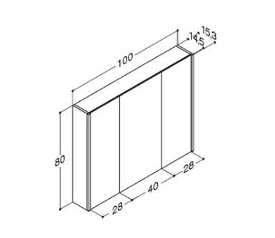 Dansani Ambi spejlskab 100 m/lysstyring og 3 låger - Hvid mat Dansani Ambi spejlskab 100 m/lysstyring og 3 låger - Hvid mat
