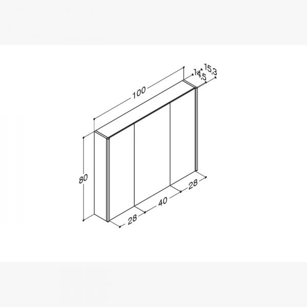 Dansani Ambi spejlskab 100 m/lysstyring og 3 låger - Valgfri farve Dansani Ambi spejlskab 100 m/lysstyring og 3 låger - Valgfri farve
