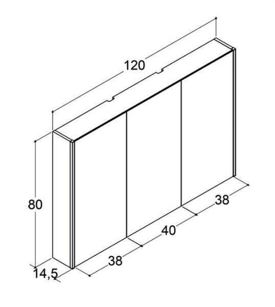 Dansani Ambi spejlskab 120 m/lodret lys og lysstyring - Lys eg Dansani Ambi spejlskab 120 m/lodret lys og lysstyring - Lys eg