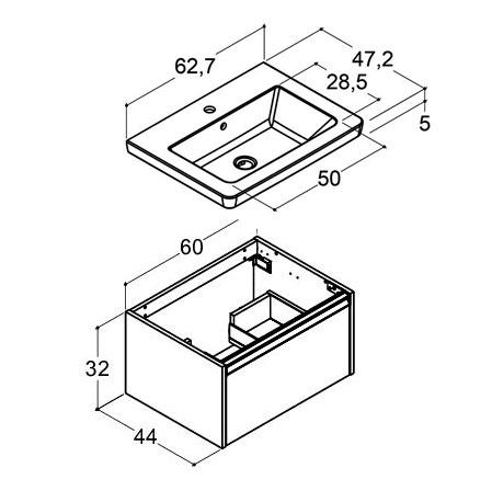 Dansani Luna Classic 60 møbelsæt m/Larghetto vask og integreret greb - Valgfri farve Dansani Luna Classic 60 møbelsæt m/Larghetto vask og integreret greb - Valgfri farve