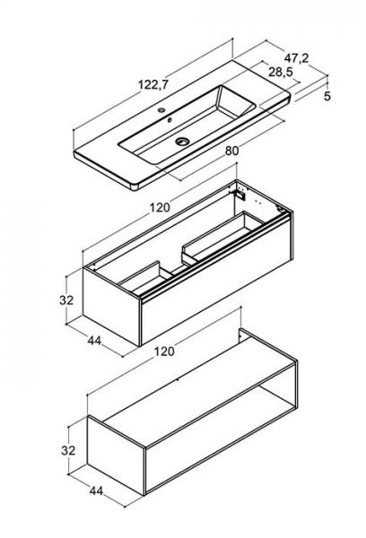 Dansani Luna Classic 120 møbelsæt m/Larghetto vask og integrerede greb - Natur eg/sort Dansani Luna Classic 120 møbelsæt m/Larghetto vask og integrerede greb - Natur eg/sort