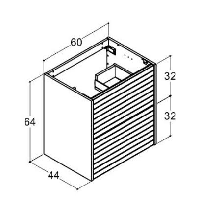 Dansani Luna Classic 60 vaskeskab m/skuffer og lameller - Lys eg Dansani Luna Classic 60 vaskeskab m/skuffer og lameller - Lys eg