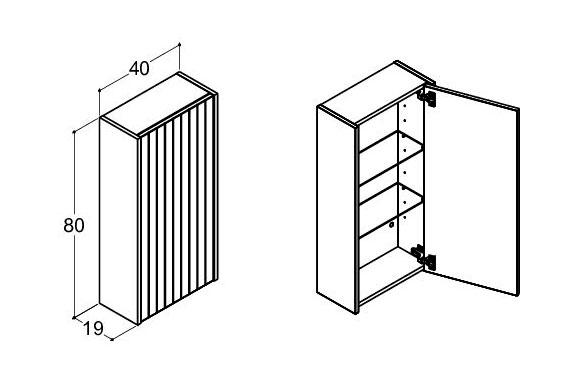 Dansani Luna Classic overskab m/låge og lameller - Højrehængslet - Eg noir Dansani Luna Classic overskab m/låge og lameller - Højrehængslet - Eg noir