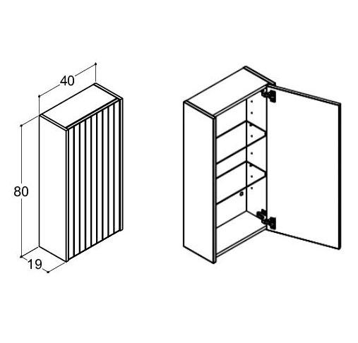 Dansani Luna Classic overskab m/lameller - Venstrehængset - Lys eg