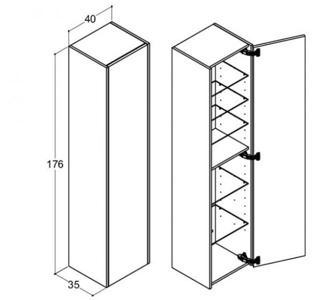 Dansani Luna Classic højskab A m/låge - Venstrehængslet - Valgfri farve Dansani Luna Classic højskab A m/låge - Venstrehængslet - Valgfri farve